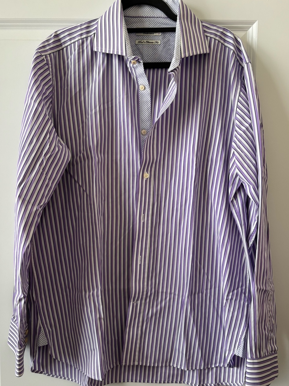 Ted Baker Purple and White Striped Dress Shirt